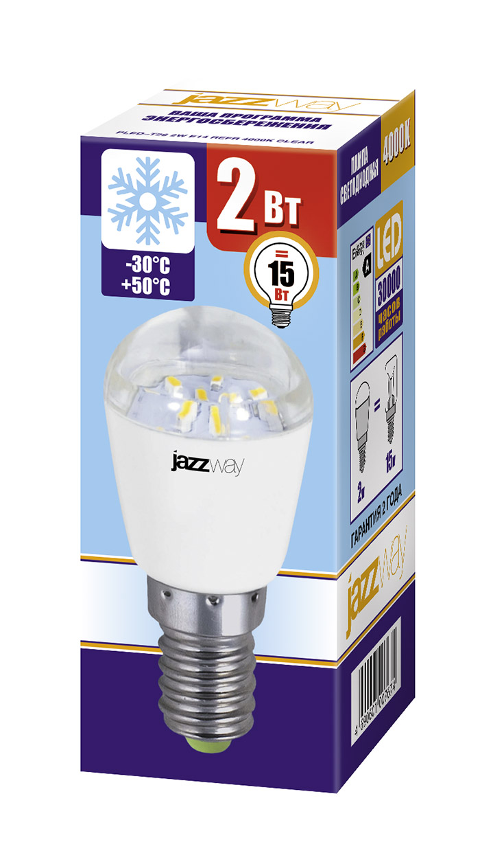 PLED- T26 2w E14 CLEAR REFR для картин и холодильников 4000K 150Lm Jazzway