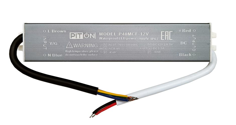Блок питания P40MCF-12V 40W 12V IP67 влагозащищенный Piton