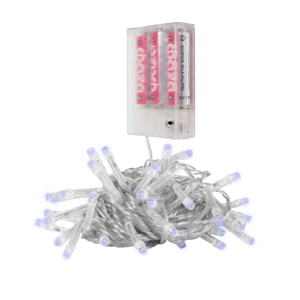 Гирлянда DC-G01-80W, 80 бел. LED, 7.8 м., 8 реж., 3xAA