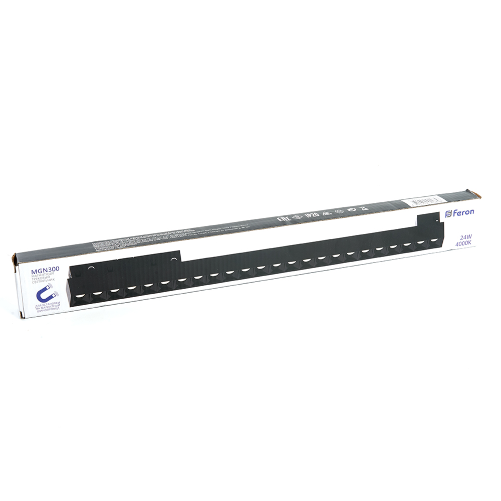 Трековый светодиодный светильник Feron MGN300 24W, 48v, 4000К, 30 градусов, черный серия LensLine