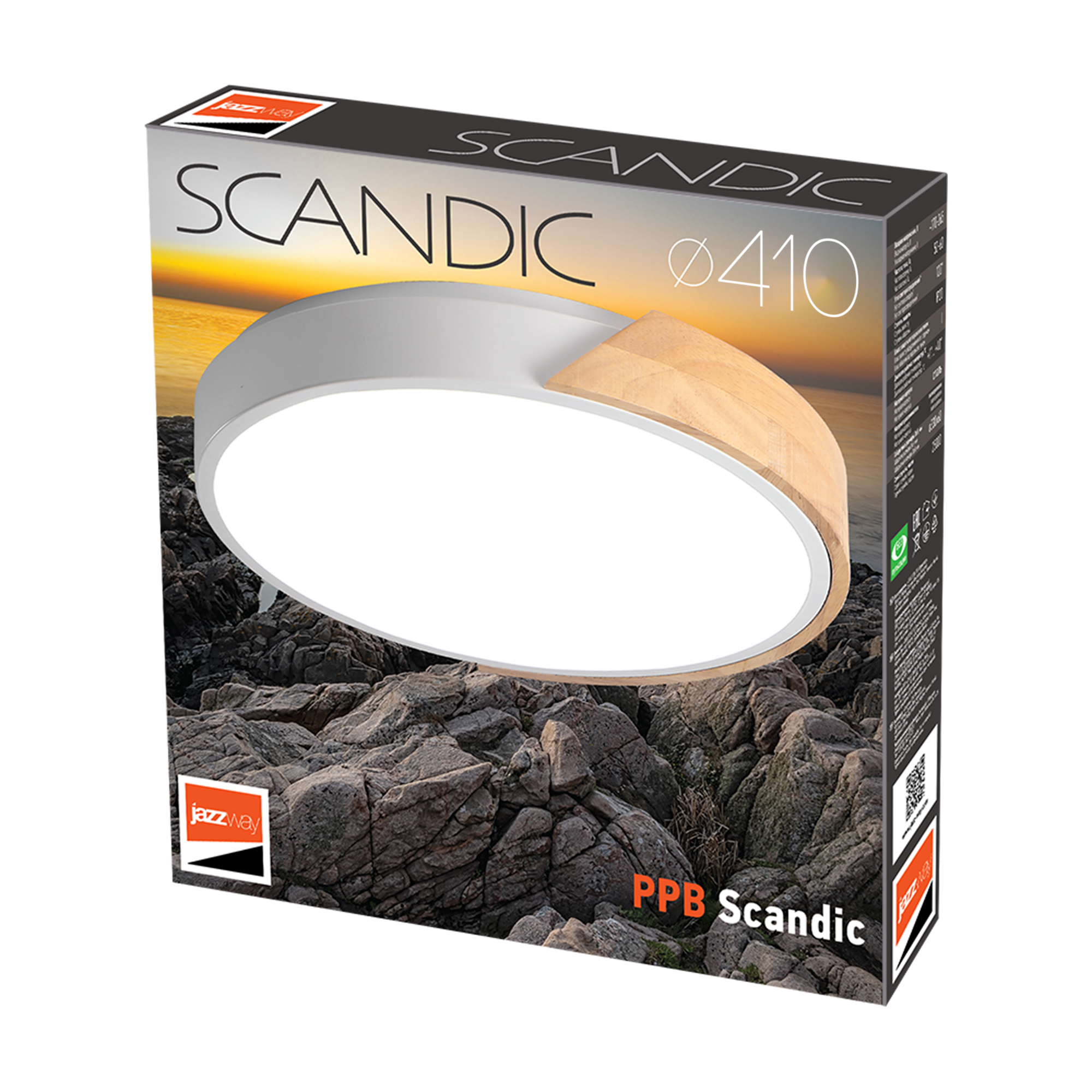 Светильник светодиодный потолочный PPB Scandic-R 72w 3000-6500K WH/W с деревянной планкой(белый) IP20