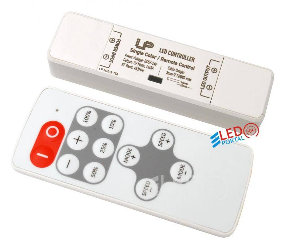 Контроллер одноцветный LP-N10-S-15A NANO 5-24DC с пультом LedsPower