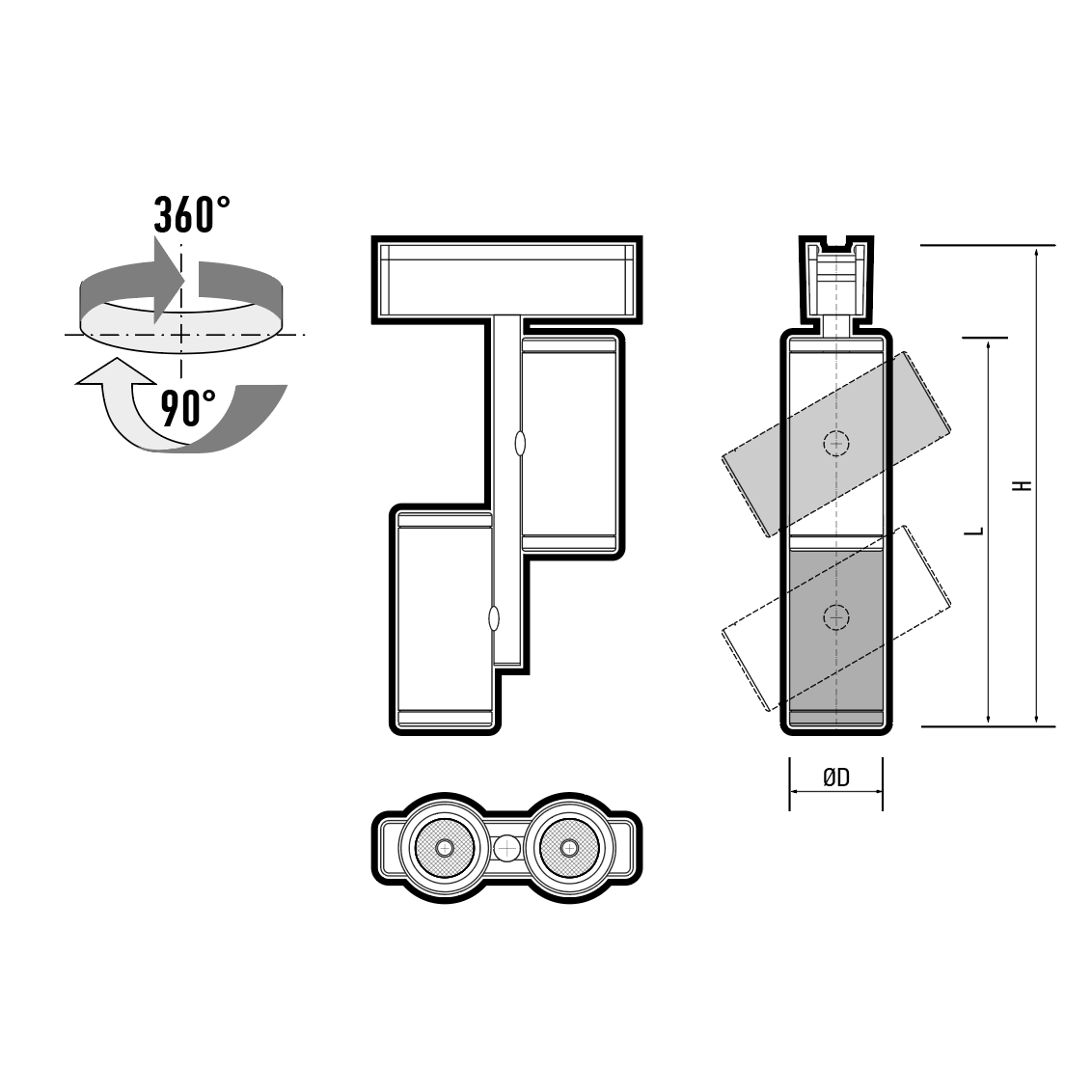 Трековый светодиодный светильник MTR16 2320B 2x10W 4000K 36° BL (чёрный) IP20 Jazzway 
