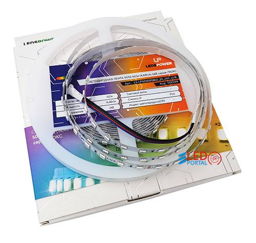 Светодиодная лента 5м, LP 5050/60 RGB LUX IP20 24V 14.4 Вт/м
