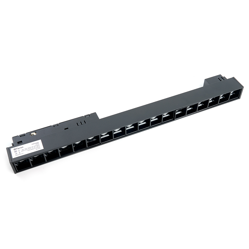 Трековый светодиодный светильник Feron MGN300 18W, 48v, 4000К, 30 градусов, черный серия LensLine