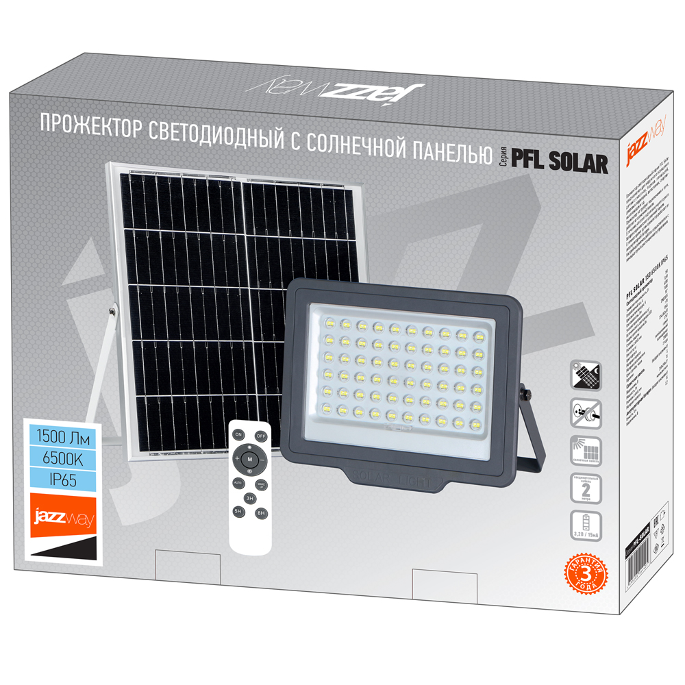 Прожектор на СОЛНЕЧНОЙ БАТАРЕЕ PFL SOLAR 150 6500K IP65 1500Лм