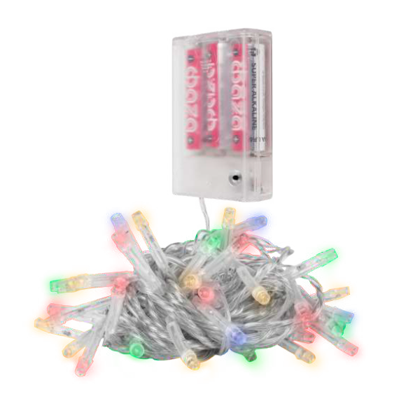 Гирлянда DC-G01-80M, 80 мульт. LED, 7.8 м., 8 реж., 3xAA