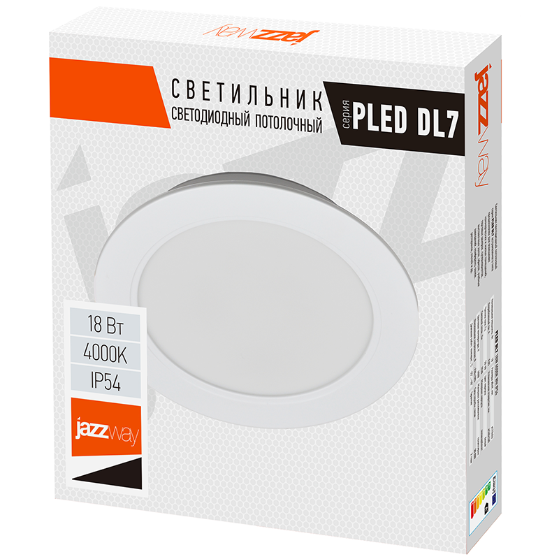 Светодиодный светильник влагозащищенный PLED DL7 18w 4000K WH IP54 Jazzway