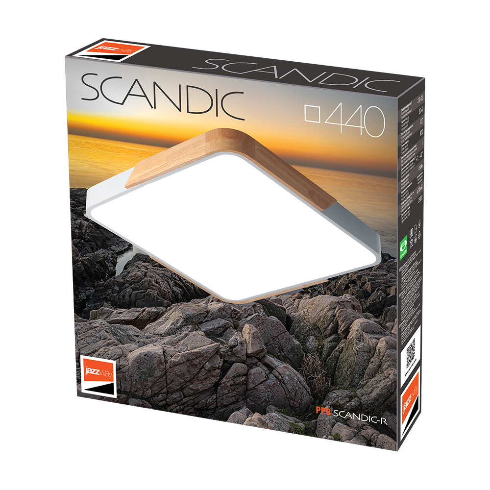 Светильник светодиодный потолочный PPB Scandic-S 72w 3000-6500K WH/W с деревянной планкой(белый) IP20
