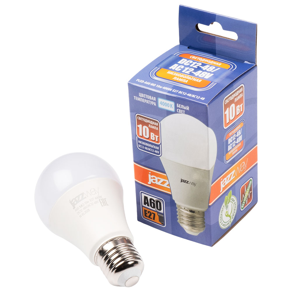 Светодиодная лампа PLED-A60 MO 10w 4000K E27 DC12-48V/AC24-48V