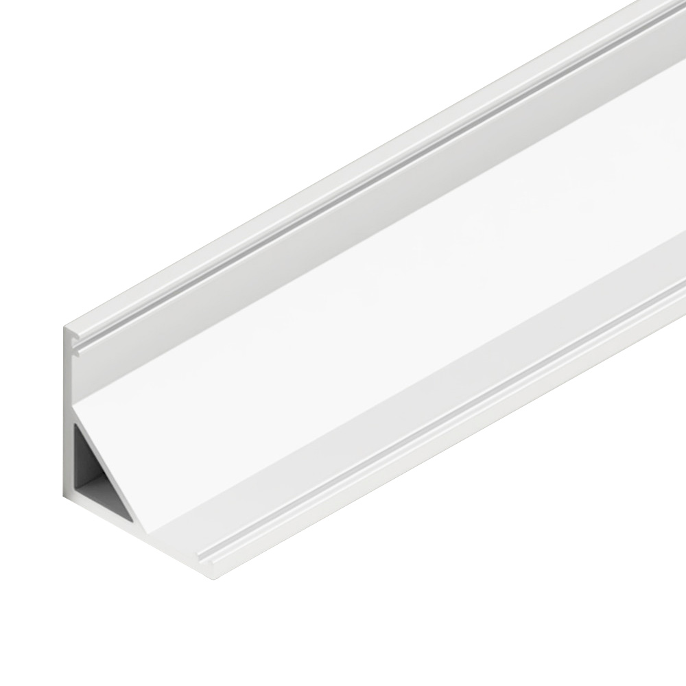 Профиль SP280W угловой алюминиевый БЕЛЫЙ, овал 2000*16*16 (с мат. кругл. рассеив., 2 загл., 3кл.)