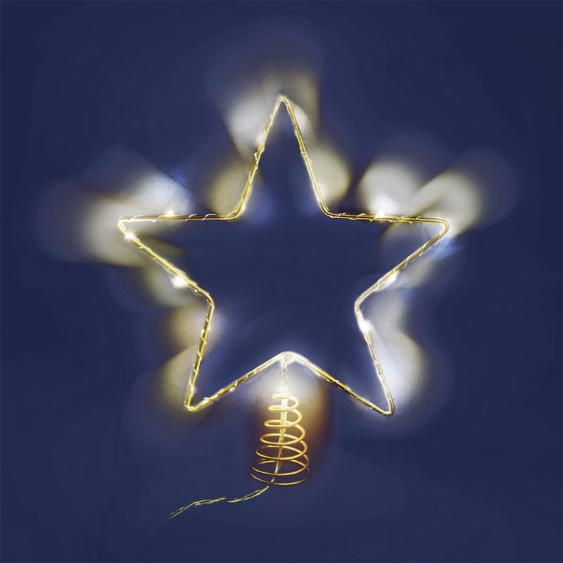 STS15-LDM15-W-BO Верхушка на елку 15см, 15 бел. LED, НА БАТАРЕЙКАХ
