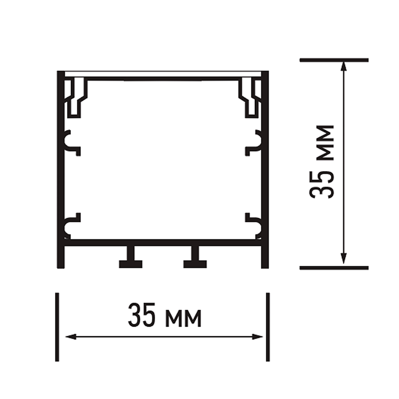 Профиль PAL 3535-BLACK (комплект) накладной 2м анод.Jazzway