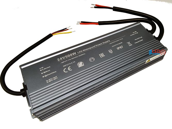 Блок питания ALSL-500-24V алюминий slim IP67
