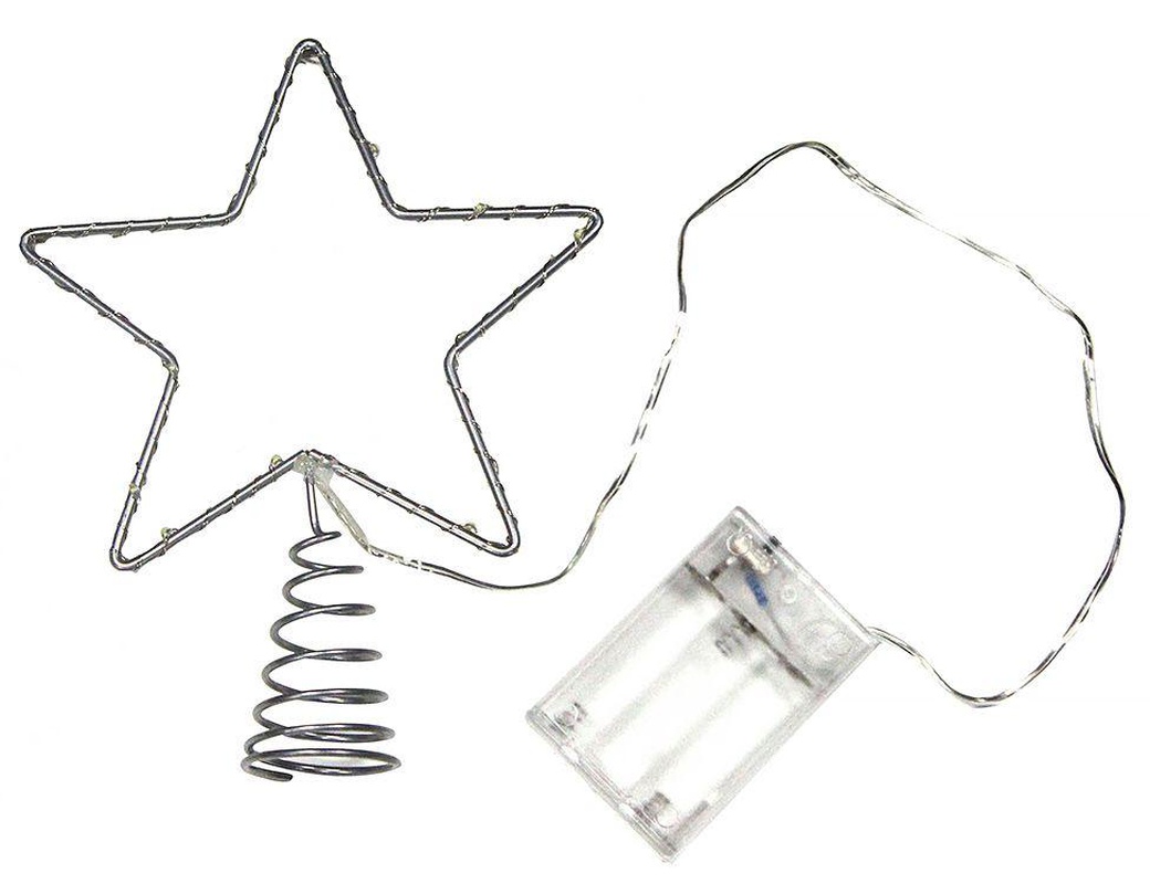STS15-LDM15-W-BO Верхушка на елку 15см, 15 бел. LED, НА БАТАРЕЙКАХ