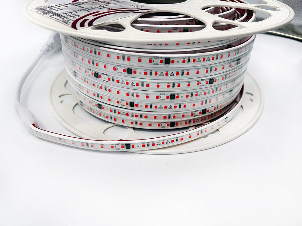 Светодиодная лента 2835/120 Red КРАСНЫЙ 9,6Вт/м 220В IP65 кр.рез.10см, клеев.осн.