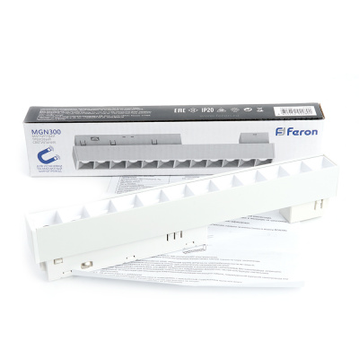 Трековый светодиодный светильник Feron MGN300 12W, 48v, 4000К, 30 градусов, белый серия LensLine