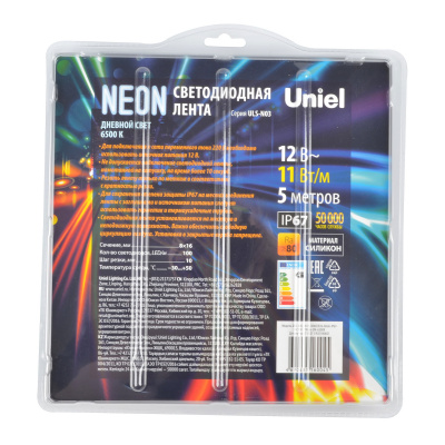 Светодиодная гибкая герметичная лента ULS-N03-2835-100LED/m-8mm-IP67-DC12V-11W/m-5M-3000K предназначена для декоративной архитектурной подсветки, праздничного украшения зданий, создания рекламных вывесок, светящихся букв и фигур и других дизайнерских реше
