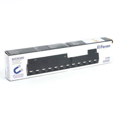 Трековый светодиодный светильник Feron MGN300 12W, 48v, 3000К, 30 градусов, черный серия LensLine