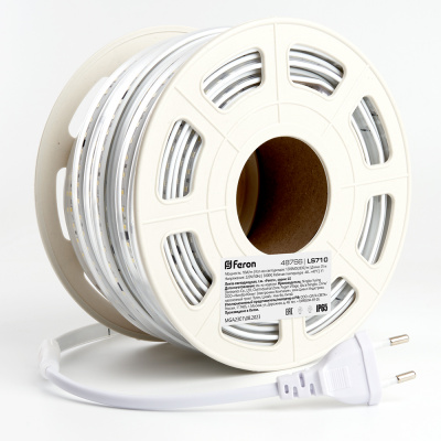 Светодиодная лента 120SMD(2835)/м 10Вт/м 220V длина 25м, 3000K, IP65, FERON LS710