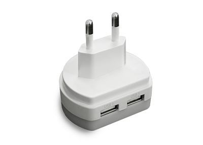 NL-01USB Светильник-ночник с датчик освещ. и зарядное устройство 2 USB порта ФАZA