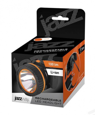 Светодиодный фонарик Налобный фонарь с литиевым аккумулятором AccuH7-L1W-og JazzWay, цена 429 руб. руб с доставкой по всей России, интернет магазин Led Portal